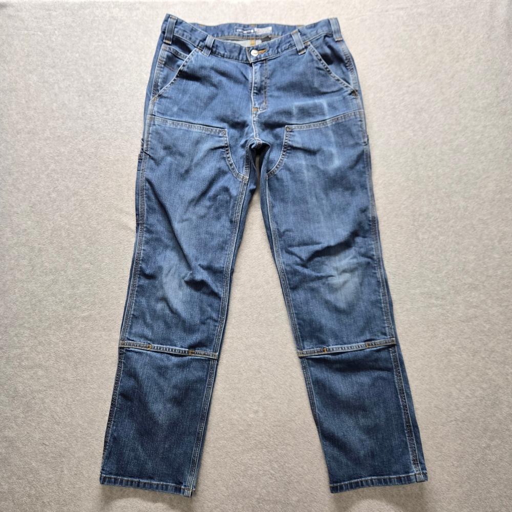 Carhartt BD3129-M Rugged Flex Relaxed Fit Double knee Front Jeans Blue 32x30